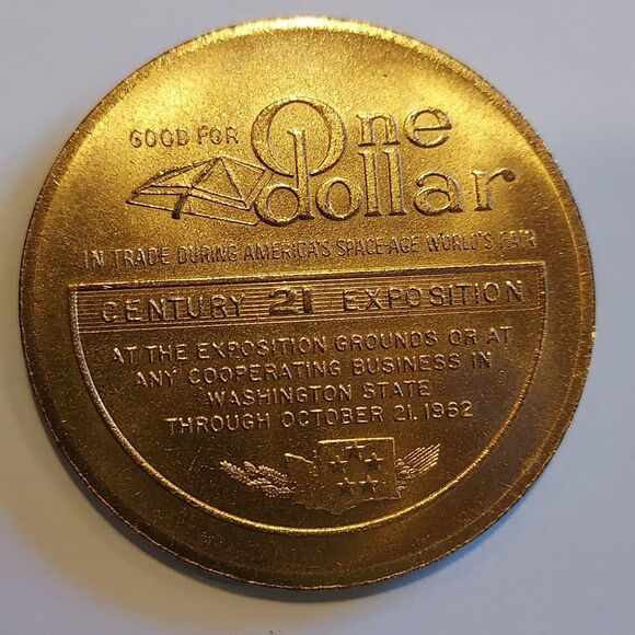 1962 World's Fair Century 21 Exposition One Dollar Coin - Picture 3 of 10